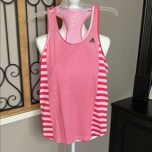 Adidas Pink and White Racerback Tank